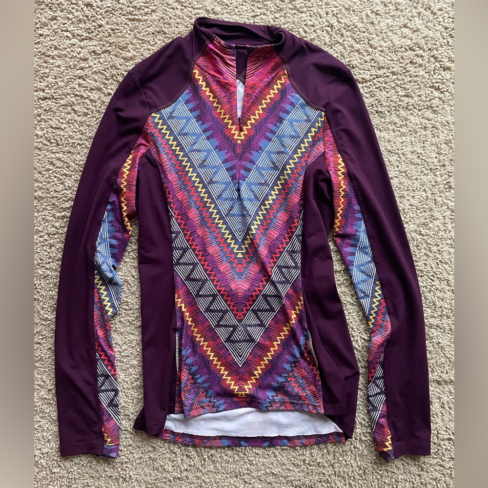 prAna Multicolor Geometric Long Sleeve Athletic Top